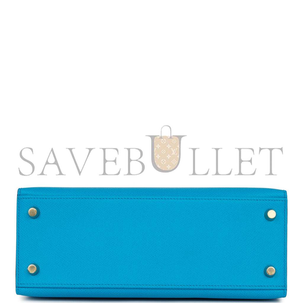 HERMES KELLY SELLIER 25 BLEU FRIDA EPSOM GOLD HARDWARE (25*17*7cm) HERMES KELLY SELLIER 25 BLEU FRIDA EPSOM GOLD HARDWARE (25*17*7cm)