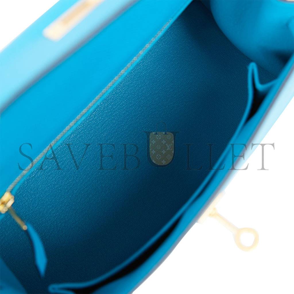 HERMES KELLY SELLIER 25 BLEU FRIDA EPSOM GOLD HARDWARE (25*17*7cm) HERMES KELLY SELLIER 25 BLEU FRIDA EPSOM GOLD HARDWARE (25*17*7cm)