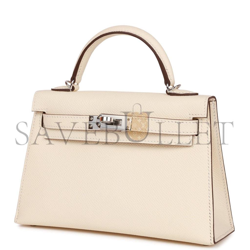 HERMES MINI KELLY SELLIER 20 NATA EPSOM PALLADIUM HARDWARE (19*12*5.5cm) HERMES MINI KELLY SELLIER 20 NATA EPSOM PALLADIUM HARDWARE (19*12*5.5cm)