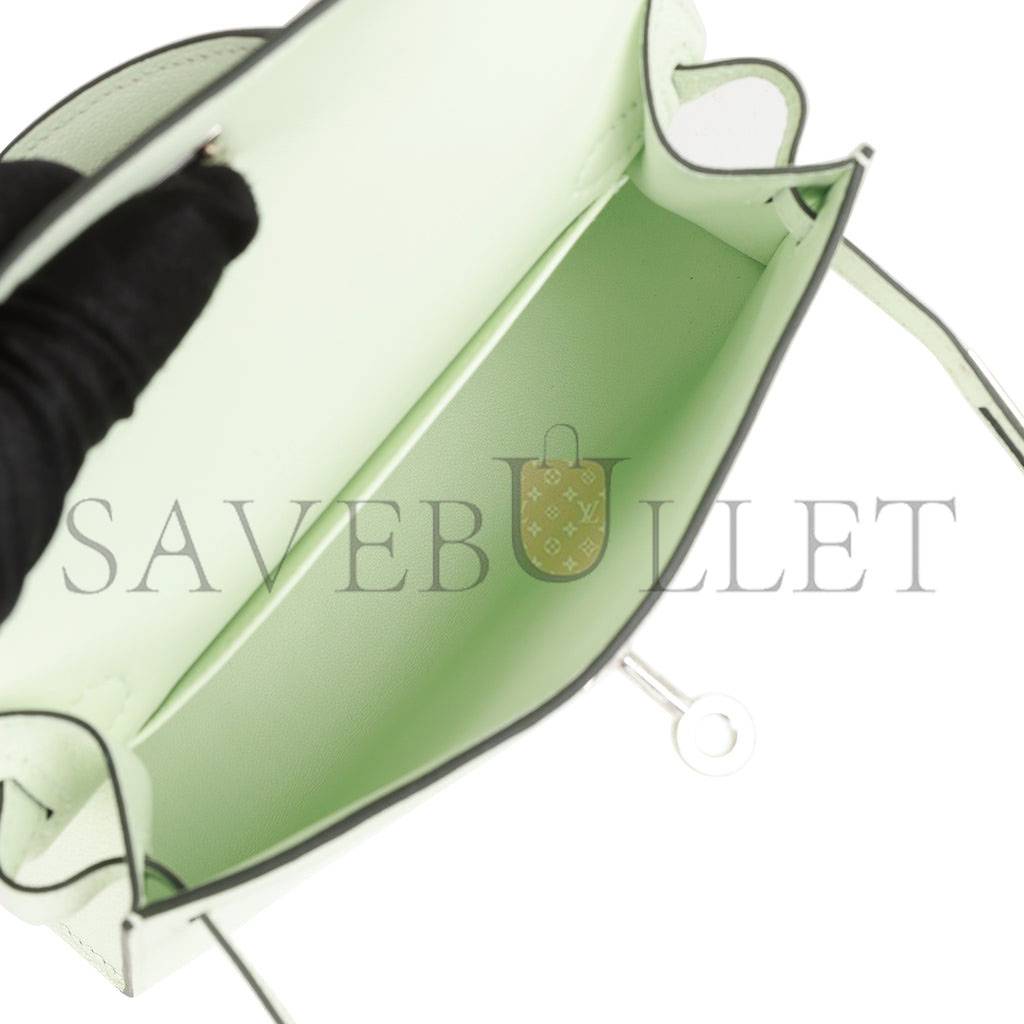 HERMES MINI KELLY SELLIER 20 VERT FIZZ CHEVRE PALLADIUM HARDWARE (19*12*5.5cm) HERMES MINI KELLY SELLIER 20 VERT FIZZ CHEVRE PALLADIUM HARDWARE (19*12*5.5cm)