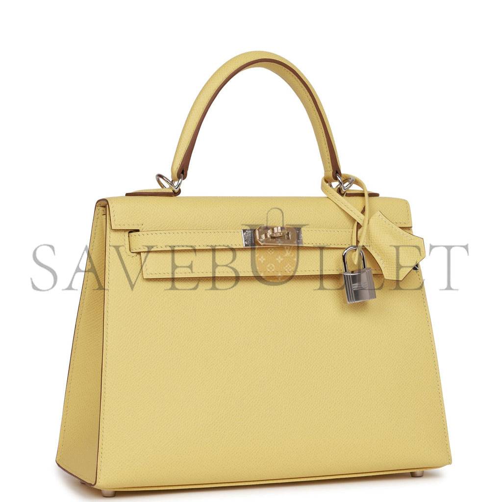 HERMES KELLY SELLIER 25 JAUNE POUSSIN EPSOM PALLADIUM HARDWARE (25*17*7cm) HERMES KELLY SELLIER 25 JAUNE POUSSIN EPSOM PALLADIUM HARDWARE (25*17*7cm)