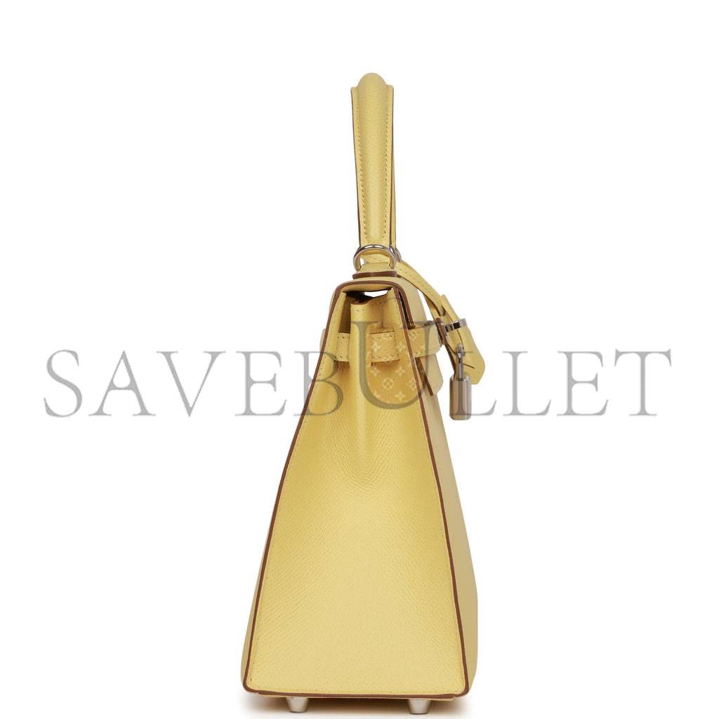 HERMES KELLY SELLIER 25 JAUNE POUSSIN EPSOM PALLADIUM HARDWARE (25*17*7cm) HERMES KELLY SELLIER 25 JAUNE POUSSIN EPSOM PALLADIUM HARDWARE (25*17*7cm)