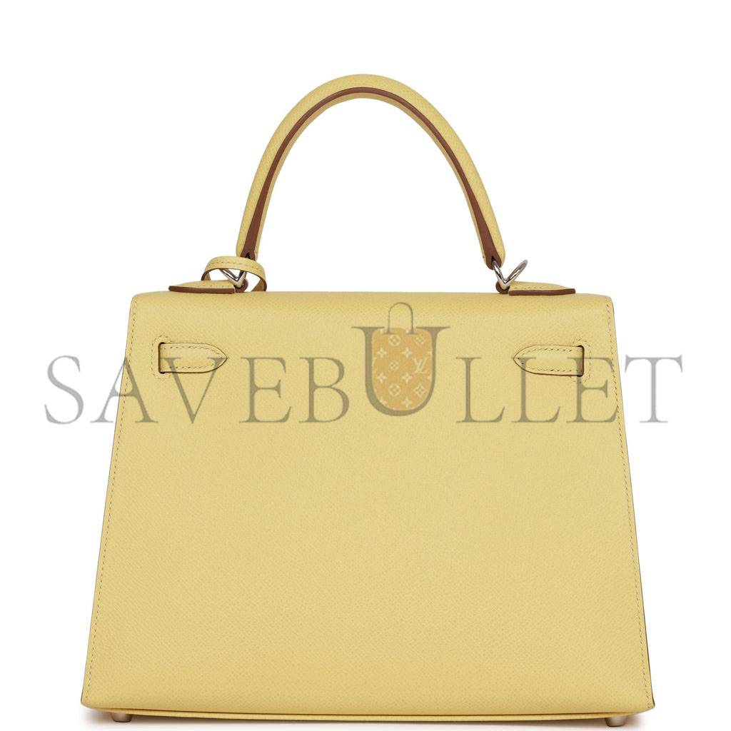 HERMES KELLY SELLIER 25 JAUNE POUSSIN EPSOM PALLADIUM HARDWARE (25*17*7cm) HERMES KELLY SELLIER 25 JAUNE POUSSIN EPSOM PALLADIUM HARDWARE (25*17*7cm)