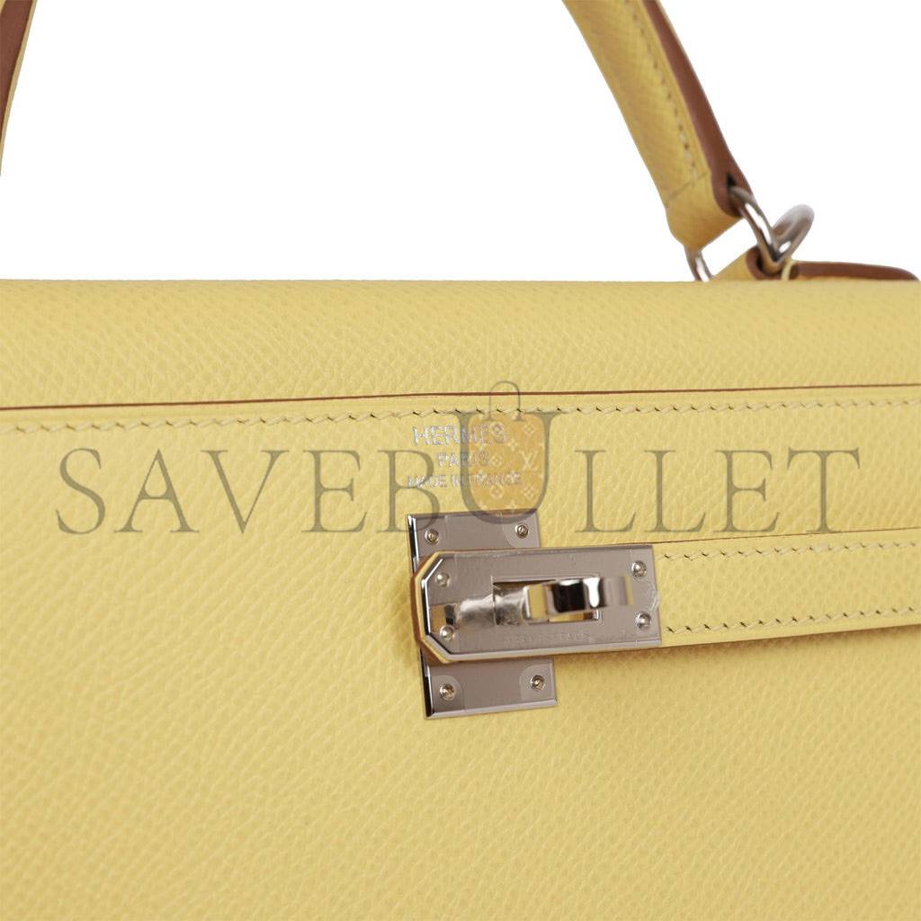 HERMES KELLY SELLIER 25 JAUNE POUSSIN EPSOM PALLADIUM HARDWARE (25*17*7cm) HERMES KELLY SELLIER 25 JAUNE POUSSIN EPSOM PALLADIUM HARDWARE (25*17*7cm)
