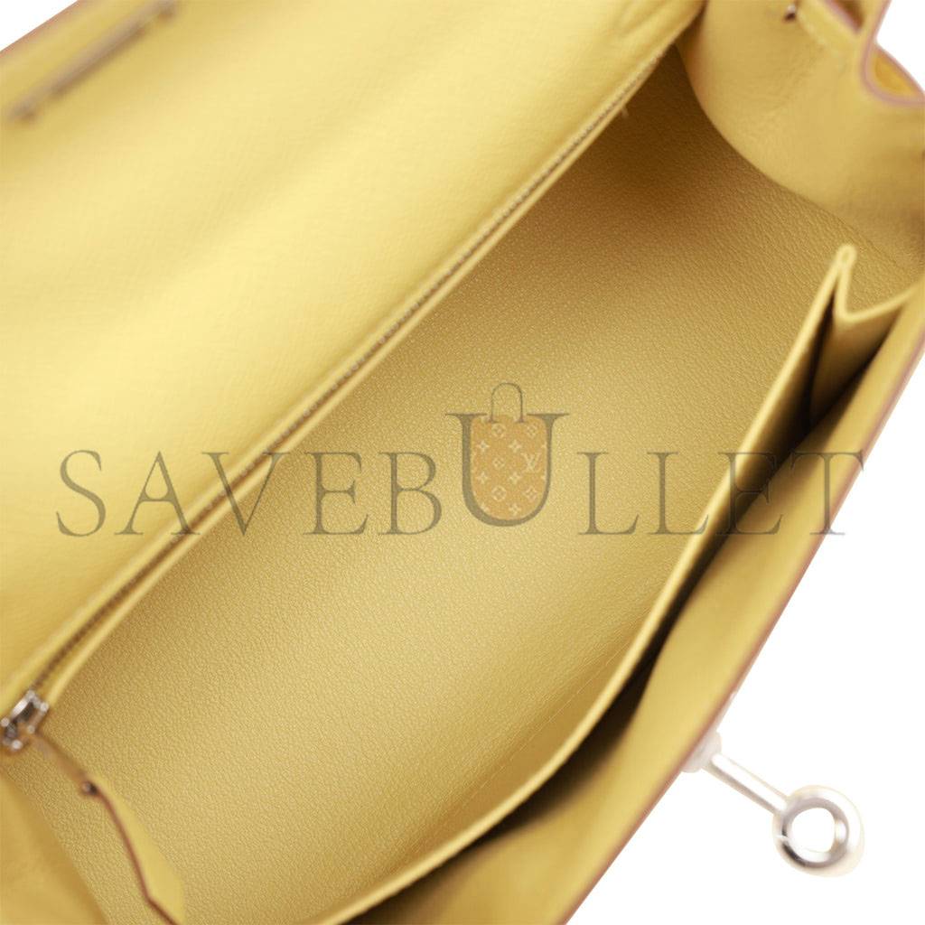 HERMES KELLY SELLIER 25 JAUNE POUSSIN EPSOM PALLADIUM HARDWARE (25*17*7cm) HERMES KELLY SELLIER 25 JAUNE POUSSIN EPSOM PALLADIUM HARDWARE (25*17*7cm)