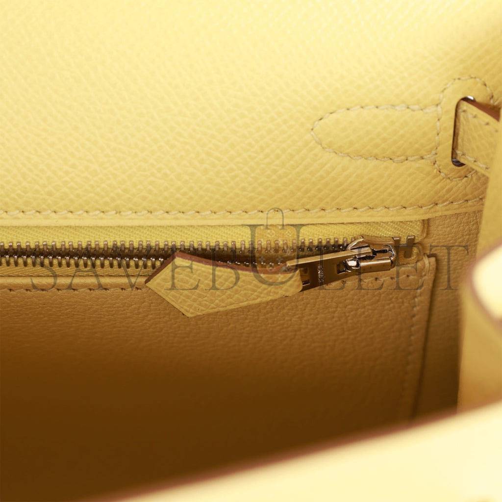 HERMES KELLY SELLIER 25 JAUNE POUSSIN EPSOM PALLADIUM HARDWARE (25*17*7cm) HERMES KELLY SELLIER 25 JAUNE POUSSIN EPSOM PALLADIUM HARDWARE (25*17*7cm)