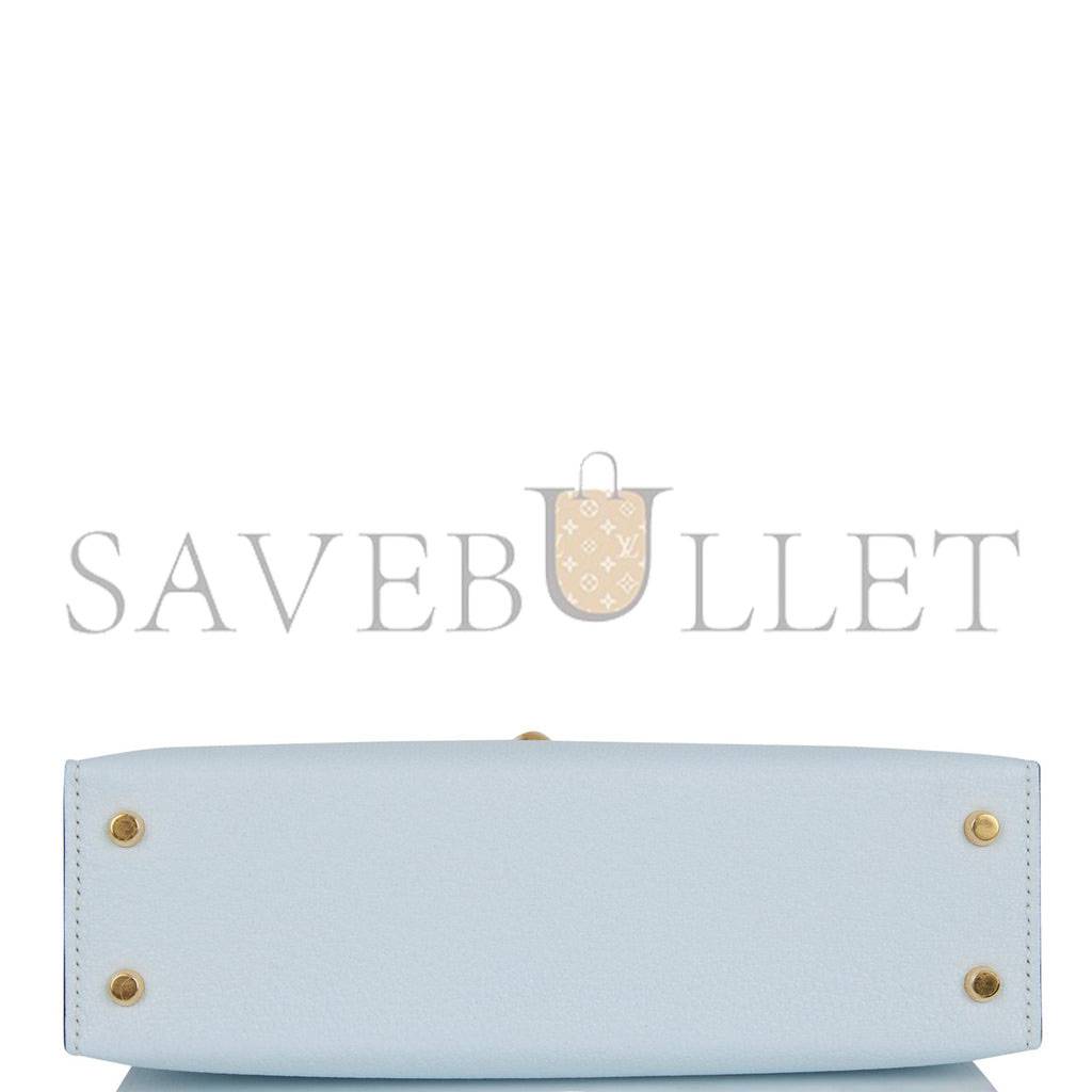 HERMES MINI KELLY SELLIER 20 BLEU BRUME CHEVRE GOLD HARDWARE (19*12*5.5cm) HERMES MINI KELLY SELLIER 20 BLEU BRUME CHEVRE GOLD HARDWARE (19*12*5.5cm)