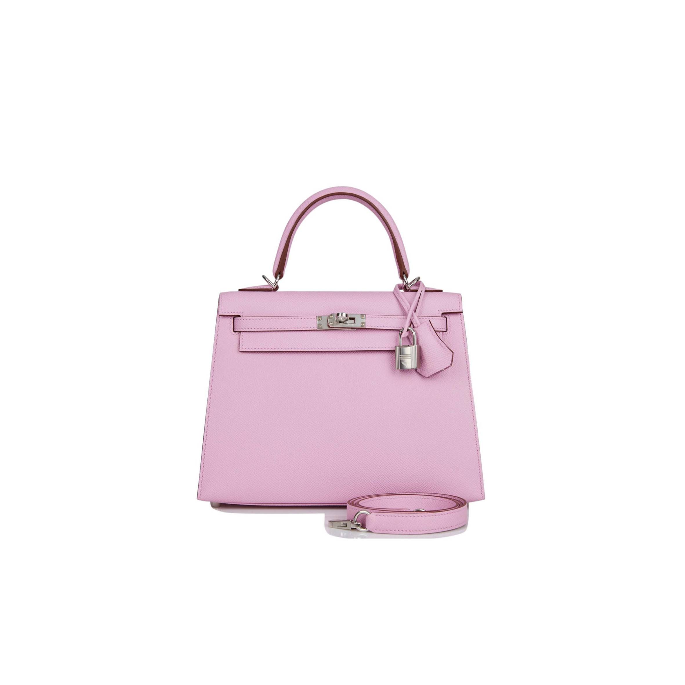 HERMES KELLY SELLIER 25 MAUVE SYLVESTRE EPSOM PALLADIUM HARDWARE (25*17*7cm) HERMES KELLY SELLIER 25 MAUVE SYLVESTRE EPSOM PALLADIUM HARDWARE (25*17*7cm)