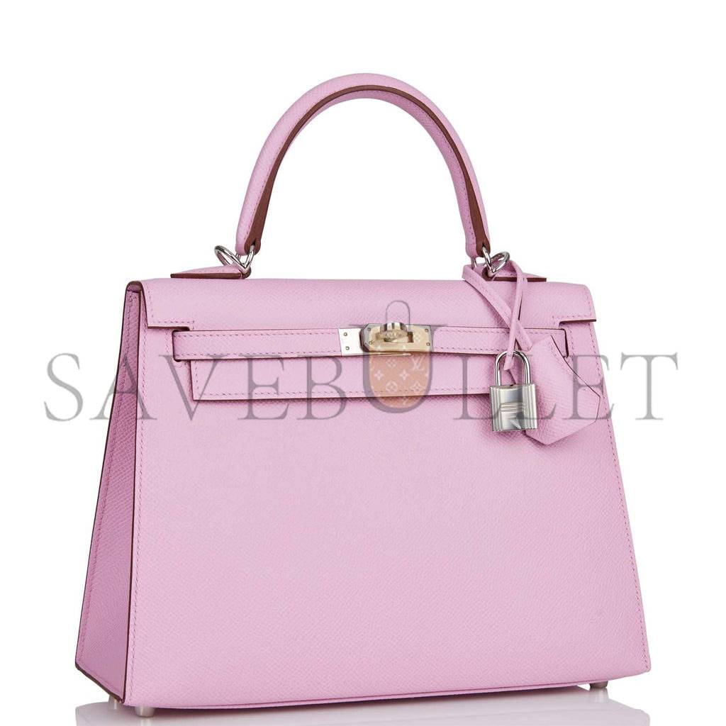 HERMES KELLY SELLIER 25 MAUVE SYLVESTRE EPSOM PALLADIUM HARDWARE (25*17*7cm) HERMES KELLY SELLIER 25 MAUVE SYLVESTRE EPSOM PALLADIUM HARDWARE (25*17*7cm)