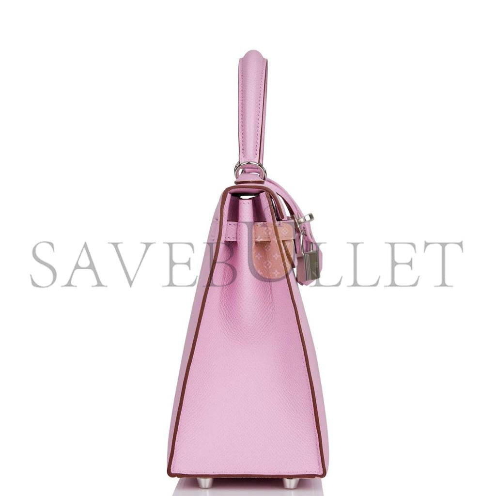 HERMES KELLY SELLIER 25 MAUVE SYLVESTRE EPSOM PALLADIUM HARDWARE (25*17*7cm) HERMES KELLY SELLIER 25 MAUVE SYLVESTRE EPSOM PALLADIUM HARDWARE (25*17*7cm)