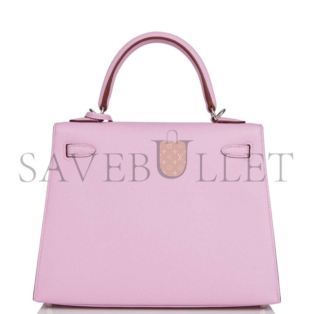 HERMES KELLY SELLIER 25 MAUVE SYLVESTRE EPSOM PALLADIUM HARDWARE (25*17*7cm) HERMES KELLY SELLIER 25 MAUVE SYLVESTRE EPSOM PALLADIUM HARDWARE (25*17*7cm)