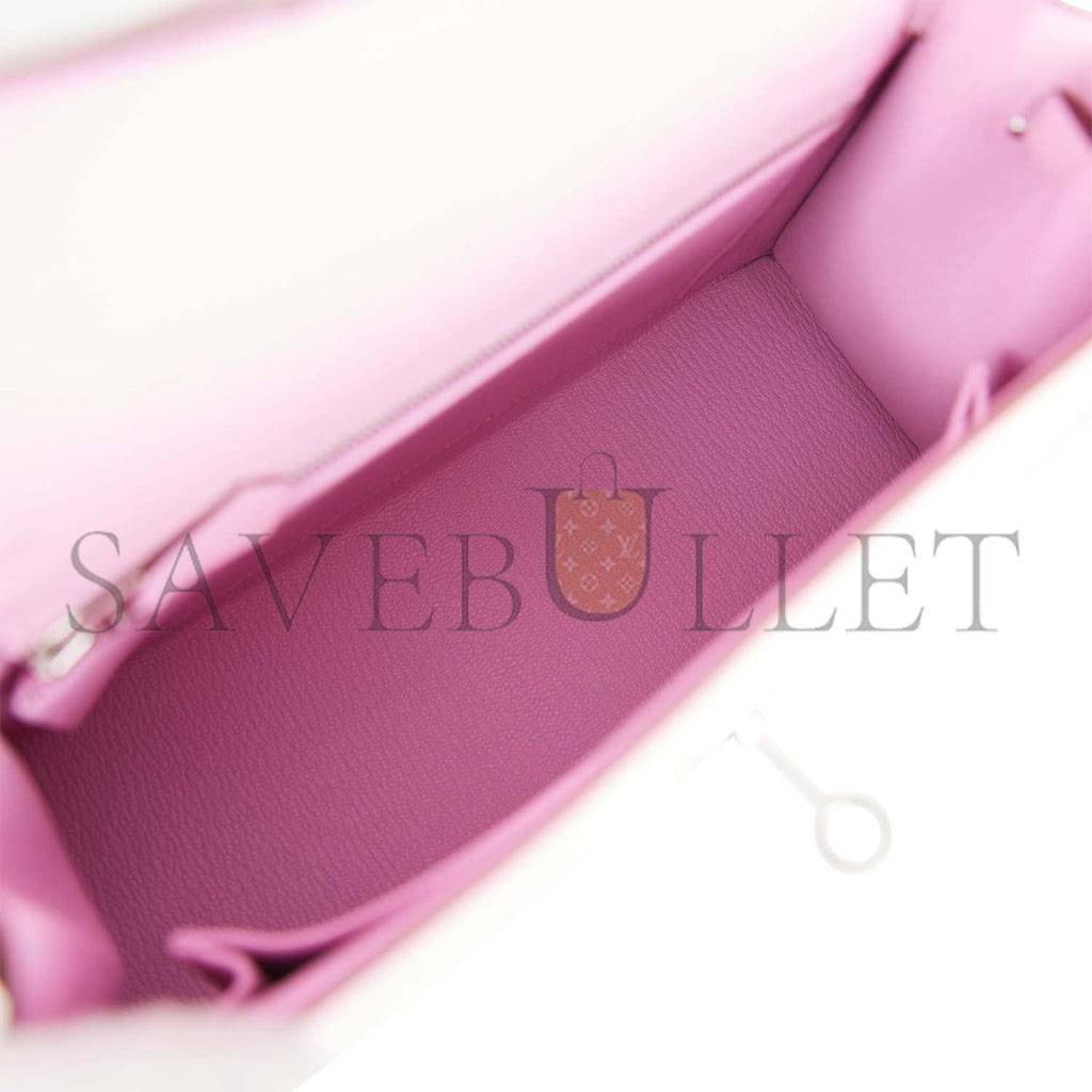 HERMES KELLY SELLIER 25 MAUVE SYLVESTRE EPSOM PALLADIUM HARDWARE (25*17*7cm) HERMES KELLY SELLIER 25 MAUVE SYLVESTRE EPSOM PALLADIUM HARDWARE (25*17*7cm)