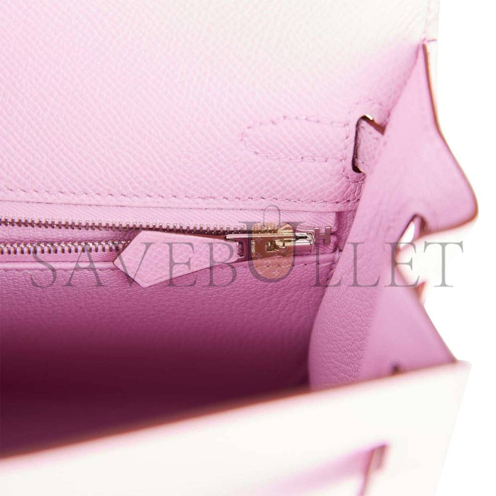 HERMES KELLY SELLIER 25 MAUVE SYLVESTRE EPSOM PALLADIUM HARDWARE (25*17*7cm) HERMES KELLY SELLIER 25 MAUVE SYLVESTRE EPSOM PALLADIUM HARDWARE (25*17*7cm)