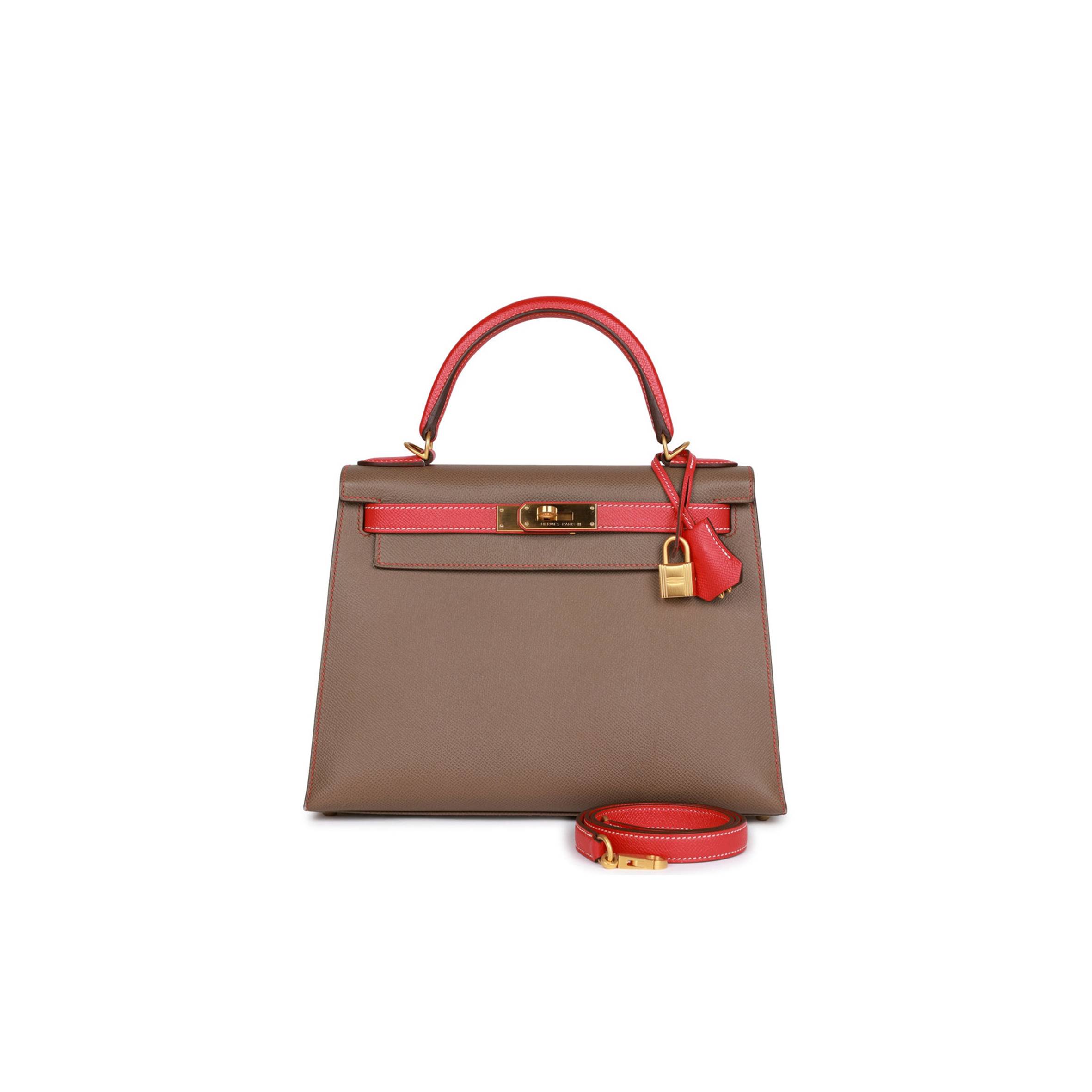 HERMES SPECIAL ORDER (HSS) KELLY SELLIER 28 ETOUPE AND ROUGE TOMATE EPSOM BRUSHED GOLD HARDWARE (28*22*10cm) HERMES SPECIAL ORDER (HSS) KELLY SELLIER 28 ETOUPE AND ROUGE TOMATE EPSOM BRUSHED GOLD HARDWARE (28*22*10cm)