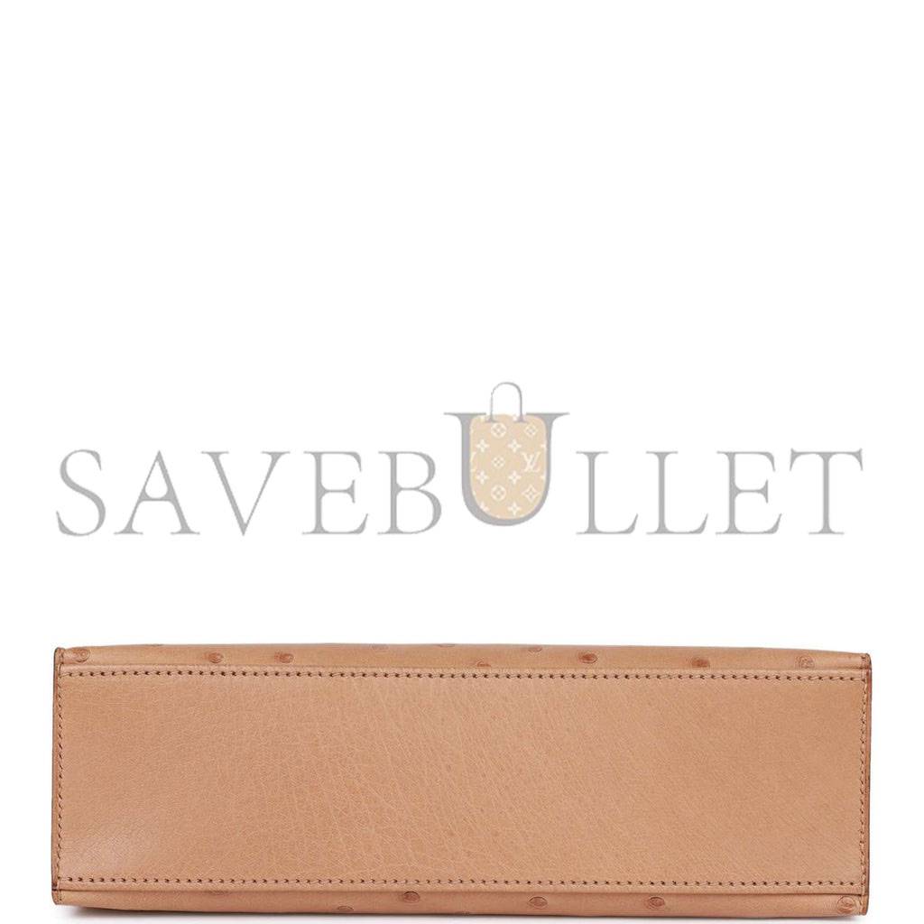 HERMES KELLY POCHETTE CHAI OSTRICH GOLD HARDWARE (22*12*13cm) HERMES KELLY POCHETTE CHAI OSTRICH GOLD HARDWARE (22*12*13cm)