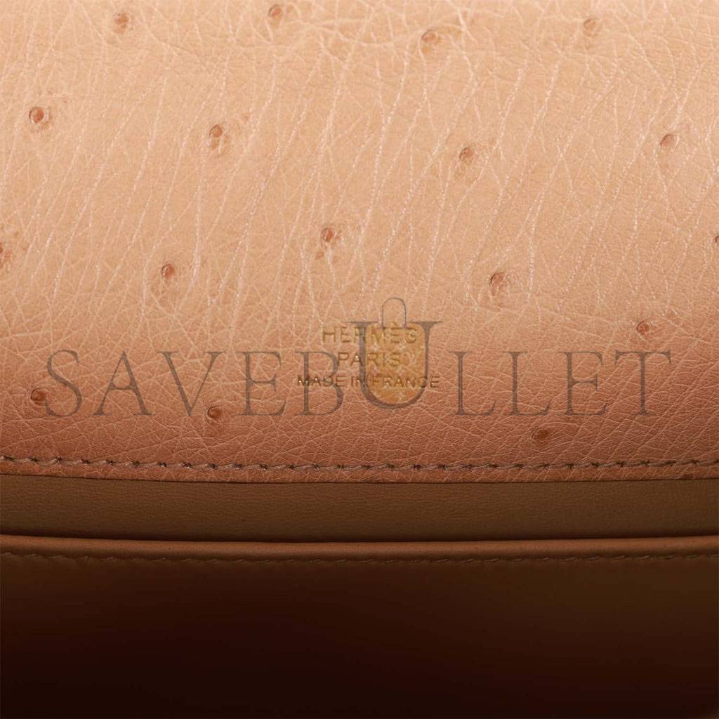 HERMES KELLY POCHETTE CHAI OSTRICH GOLD HARDWARE (22*12*13cm) HERMES KELLY POCHETTE CHAI OSTRICH GOLD HARDWARE (22*12*13cm)