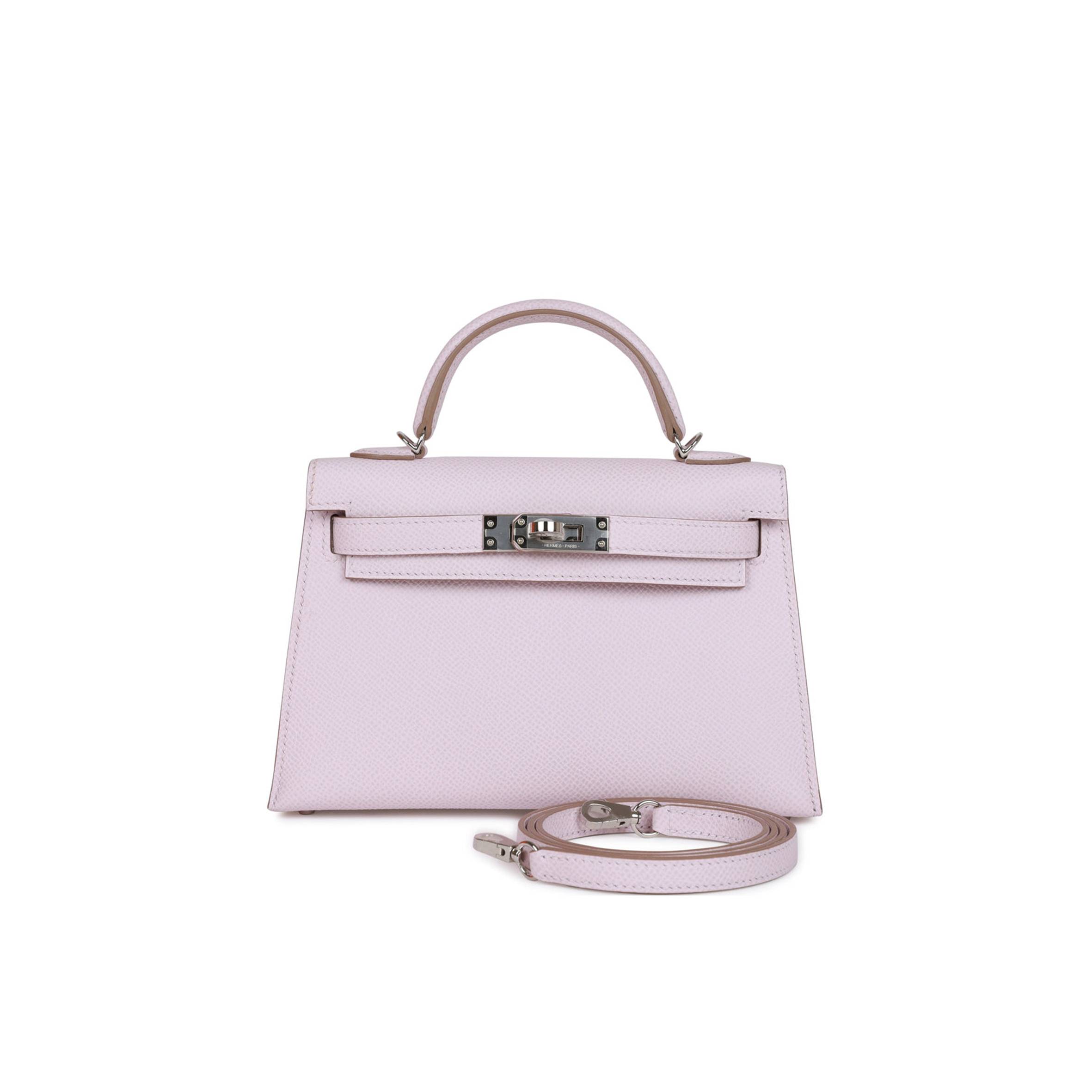 HERMES MINI KELLY SELLIER 20 MAUVE PALE EPSOM PALLADIUM HARDWARE (19*12*5.5cm) HERMES MINI KELLY SELLIER 20 MAUVE PALE EPSOM PALLADIUM HARDWARE (19*12*5.5cm)