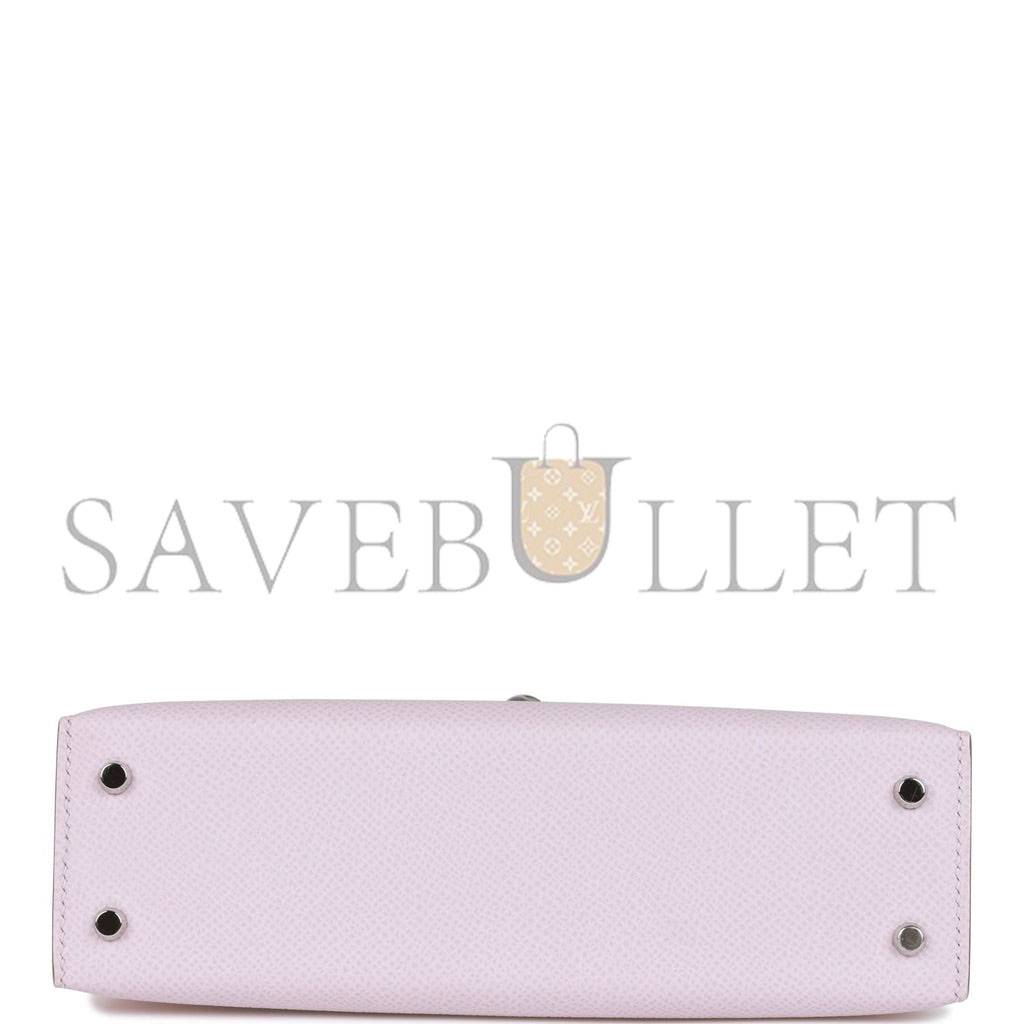 HERMES MINI KELLY SELLIER 20 MAUVE PALE EPSOM PALLADIUM HARDWARE (19*12*5.5cm) HERMES MINI KELLY SELLIER 20 MAUVE PALE EPSOM PALLADIUM HARDWARE (19*12*5.5cm)
