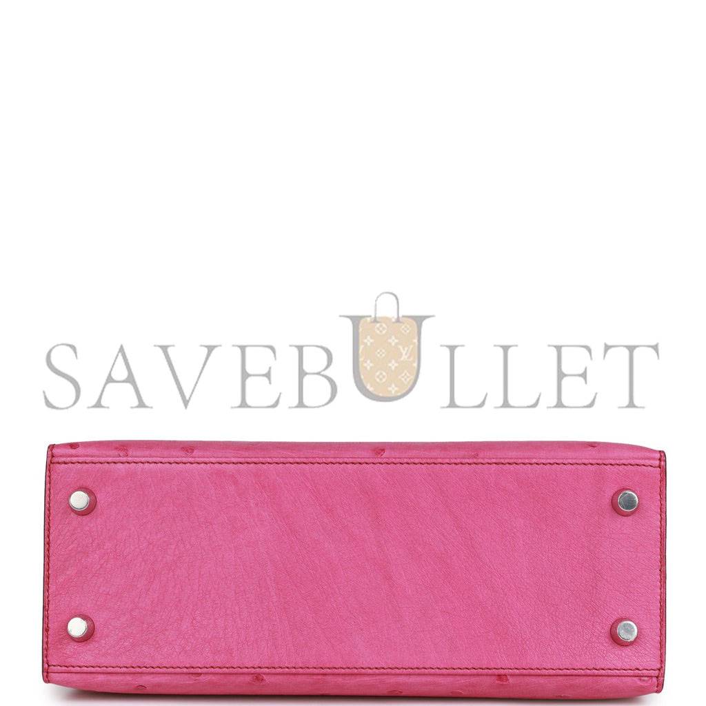 HERMES KELLY SELLIER 25 FUCHSIA OSTRICH PALLADIUM HARDWARE (25*17*7cm) HERMES KELLY SELLIER 25 FUCHSIA OSTRICH PALLADIUM HARDWARE (25*17*7cm)