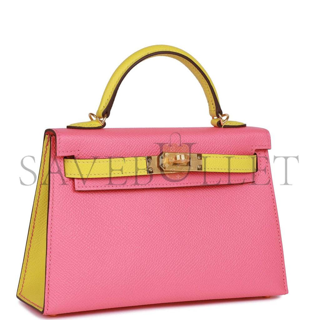 HERMES SPECIAL ORDER (HSS) KELLY MINI SELLIER 20 ROSE AZALEE AND LIME EPSOM GOLD HARDWARE (19*12*5.5cm) HERMES SPECIAL ORDER (HSS) KELLY MINI SELLIER 20 ROSE AZALEE AND LIME EPSOM GOLD HARDWARE (19*12*5.5cm)