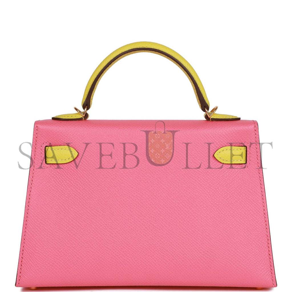 HERMES SPECIAL ORDER (HSS) KELLY MINI SELLIER 20 ROSE AZALEE AND LIME EPSOM GOLD HARDWARE (19*12*5.5cm) HERMES SPECIAL ORDER (HSS) KELLY MINI SELLIER 20 ROSE AZALEE AND LIME EPSOM GOLD HARDWARE (19*12*5.5cm)