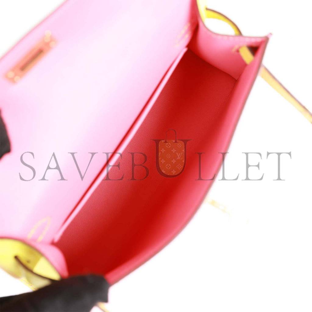 HERMES SPECIAL ORDER (HSS) KELLY MINI SELLIER 20 ROSE AZALEE AND LIME EPSOM GOLD HARDWARE (19*12*5.5cm) HERMES SPECIAL ORDER (HSS) KELLY MINI SELLIER 20 ROSE AZALEE AND LIME EPSOM GOLD HARDWARE (19*12*5.5cm)