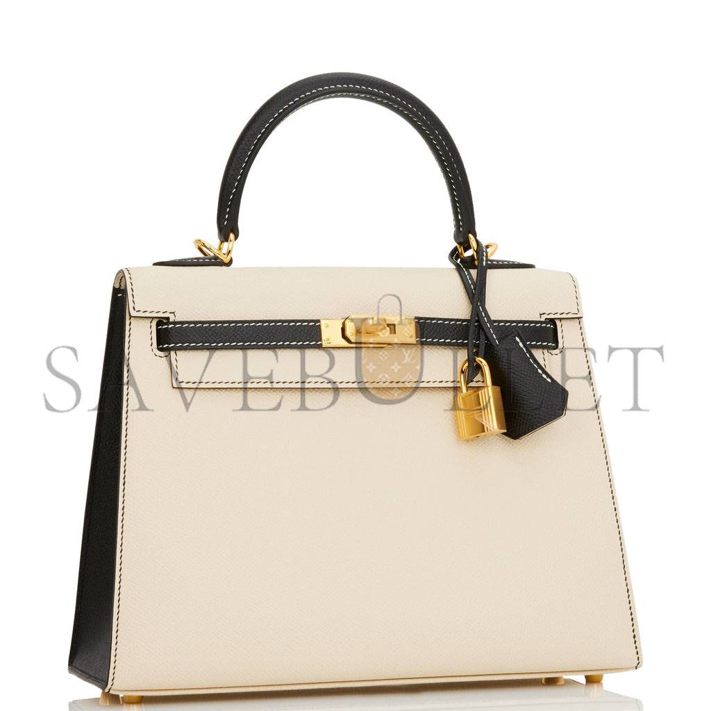 HERMES SPECIAL ORDER (HSS) KELLY SELLIER 25 NATA AND BLACK EPSOM GOLD HARDWARE HANDMADE (25*17*7cm) HERMES SPECIAL ORDER (HSS) KELLY SELLIER 25 NATA AND BLACK EPSOM GOLD HARDWARE HANDMADE (25*17*7cm)