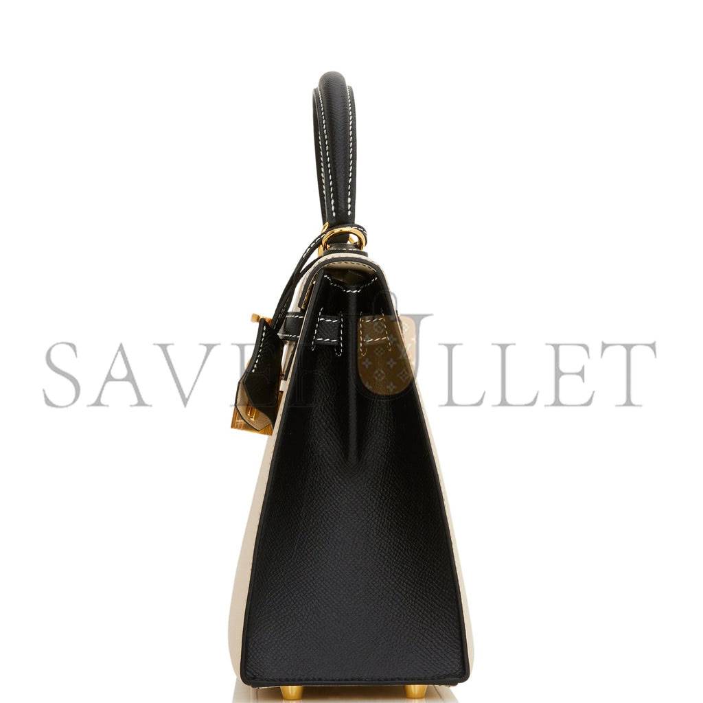HERMES SPECIAL ORDER (HSS) KELLY SELLIER 25 NATA AND BLACK EPSOM GOLD HARDWARE HANDMADE (25*17*7cm) HERMES SPECIAL ORDER (HSS) KELLY SELLIER 25 NATA AND BLACK EPSOM GOLD HARDWARE HANDMADE (25*17*7cm)