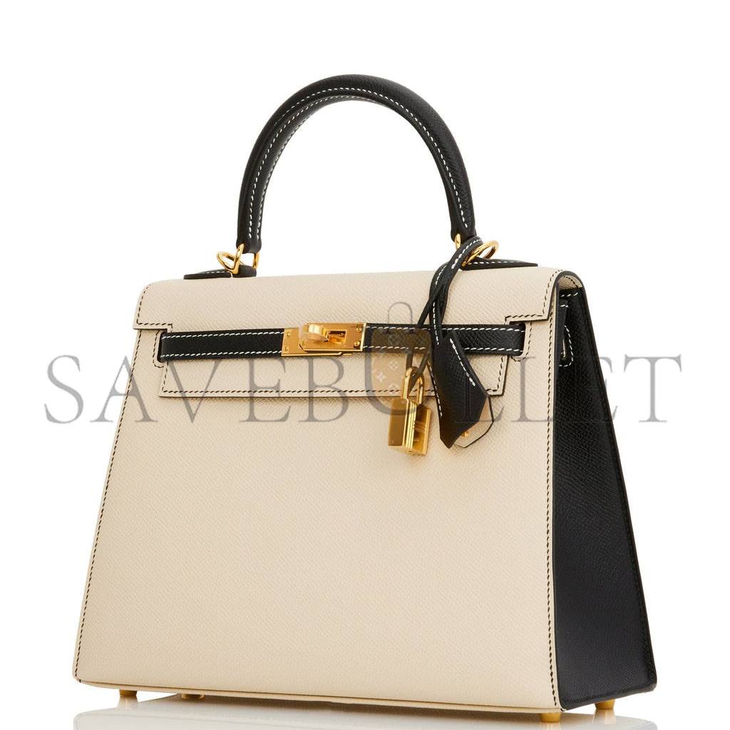 HERMES SPECIAL ORDER (HSS) KELLY SELLIER 25 NATA AND BLACK EPSOM GOLD HARDWARE HANDMADE (25*17*7cm) HERMES SPECIAL ORDER (HSS) KELLY SELLIER 25 NATA AND BLACK EPSOM GOLD HARDWARE HANDMADE (25*17*7cm)