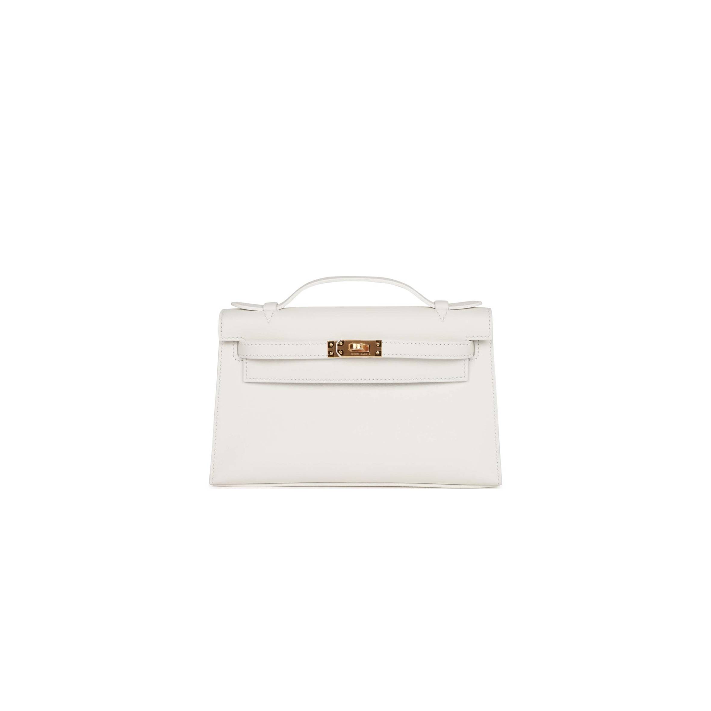 HERMES MINI KELLY POCHETTE WHITE SWIFT GOLD HARDWARE (22*14*7cm) HERMES MINI KELLY POCHETTE WHITE SWIFT GOLD HARDWARE (22*14*7cm)