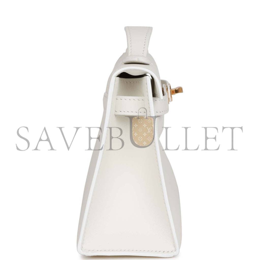 HERMES MINI KELLY POCHETTE WHITE SWIFT GOLD HARDWARE (22*14*7cm) HERMES MINI KELLY POCHETTE WHITE SWIFT GOLD HARDWARE (22*14*7cm)