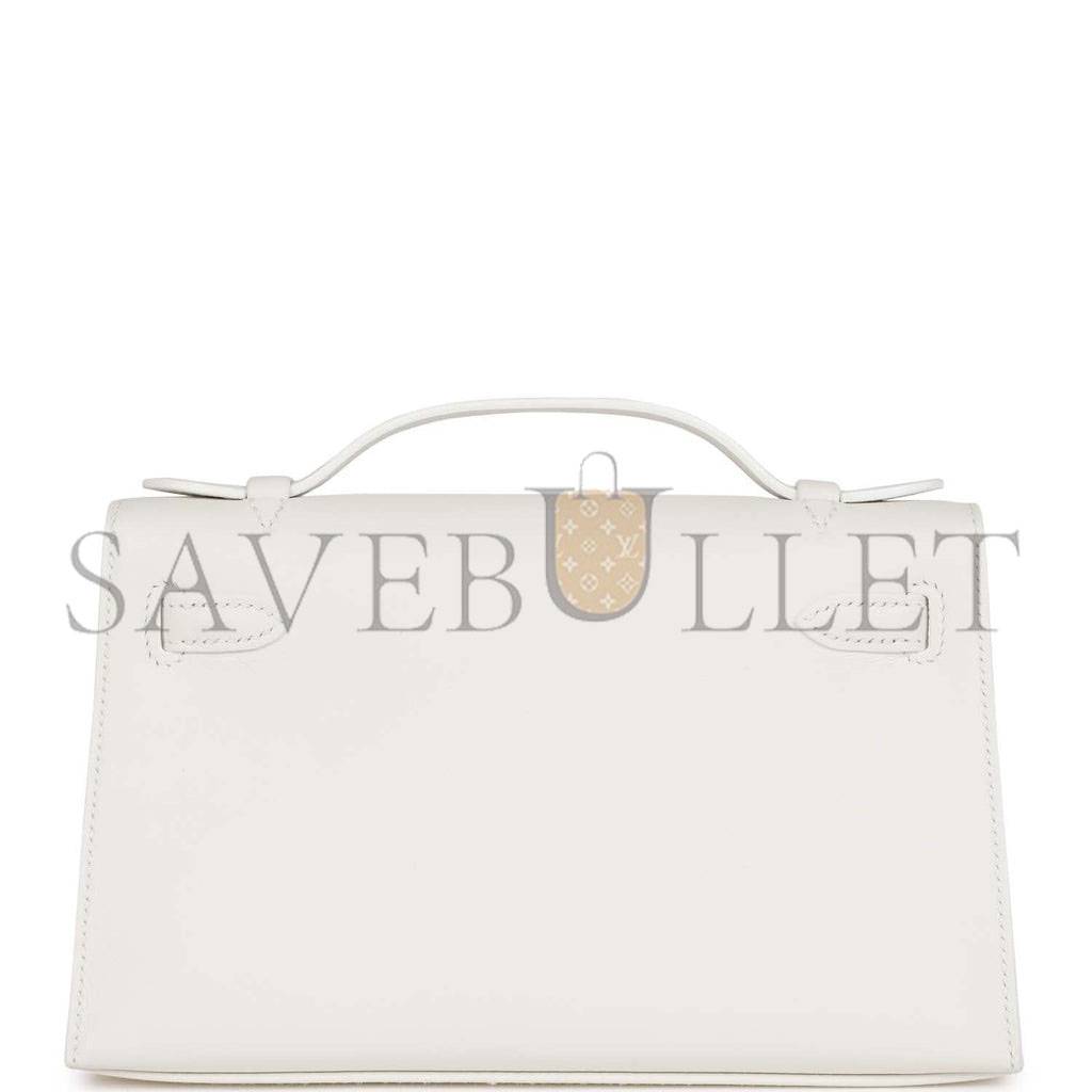HERMES MINI KELLY POCHETTE WHITE SWIFT GOLD HARDWARE (22*14*7cm) HERMES MINI KELLY POCHETTE WHITE SWIFT GOLD HARDWARE (22*14*7cm)