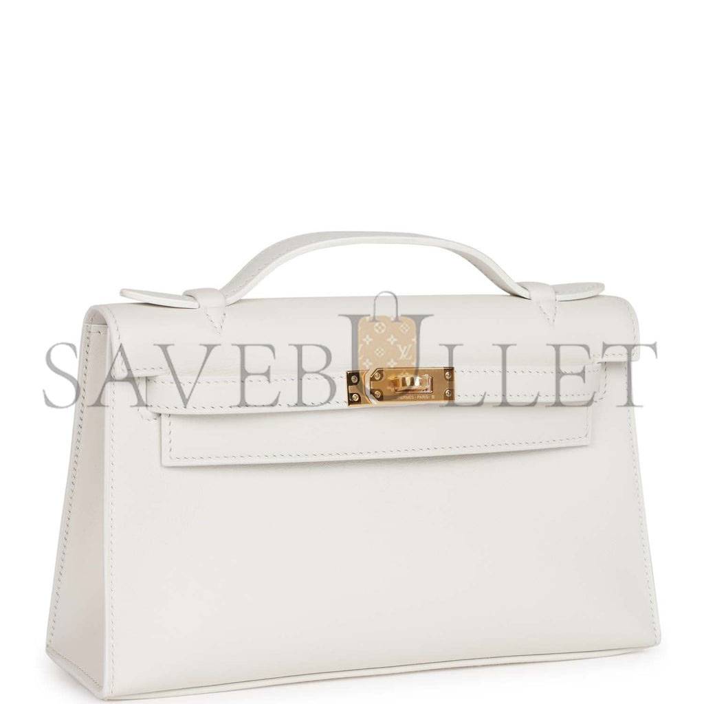 HERMES MINI KELLY POCHETTE WHITE SWIFT GOLD HARDWARE (22*14*7cm) HERMES MINI KELLY POCHETTE WHITE SWIFT GOLD HARDWARE (22*14*7cm)