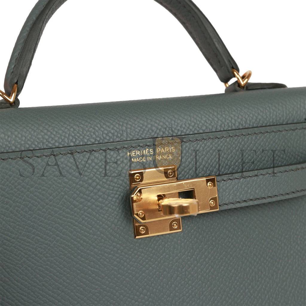 HERMES MINI KELLY SELLIER 20 VERT AMANDE EPSOM GOLD HARDWARE (19*12*5.5cm) HERMES MINI KELLY SELLIER 20 VERT AMANDE EPSOM GOLD HARDWARE (19*12*5.5cm)