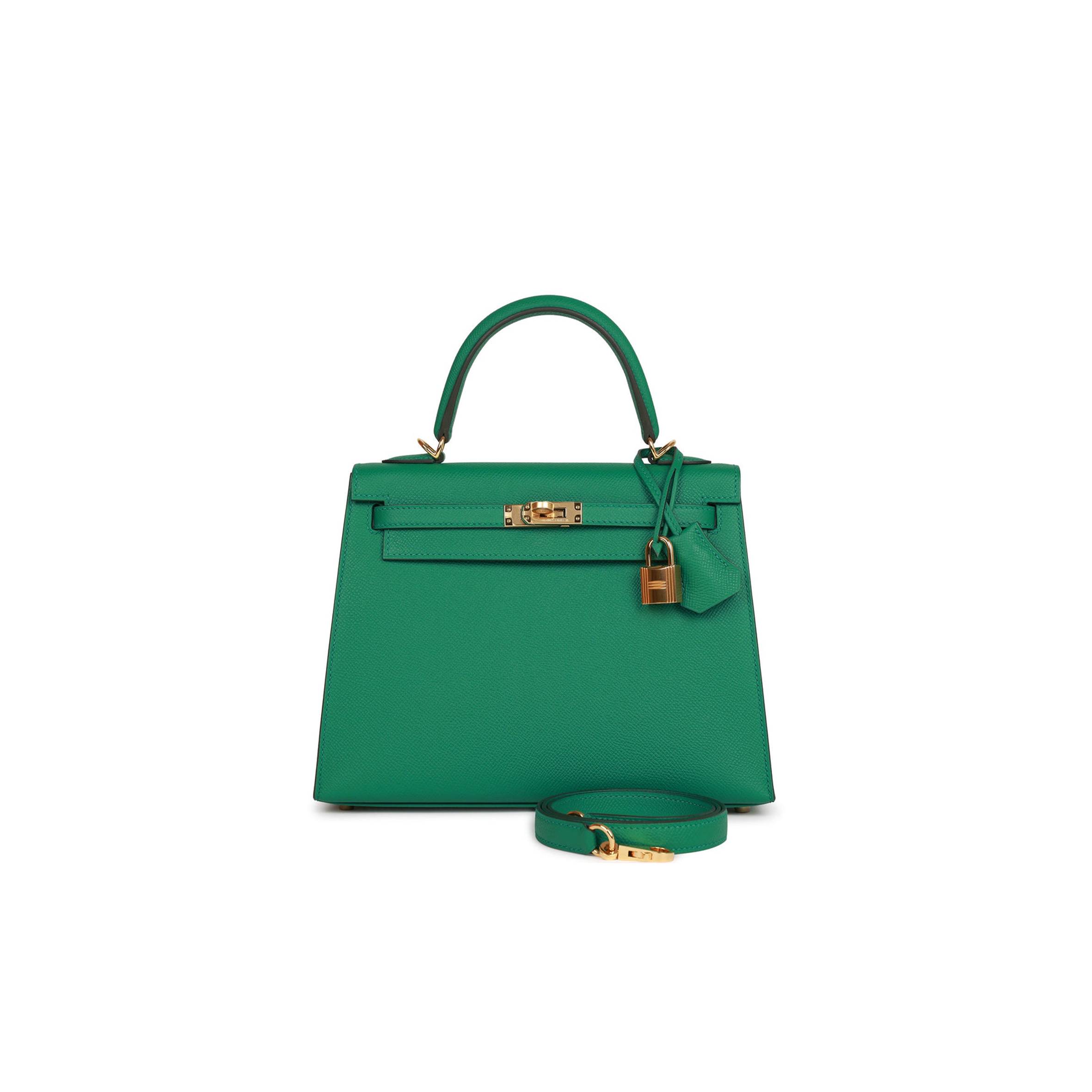 HERMES KELLY SELLIER 25 VERT VERTIGO EPSOM GOLD HARDWARE HANDMADE (25*17*7cm) HERMES KELLY SELLIER 25 VERT VERTIGO EPSOM GOLD HARDWARE HANDMADE (25*17*7cm)