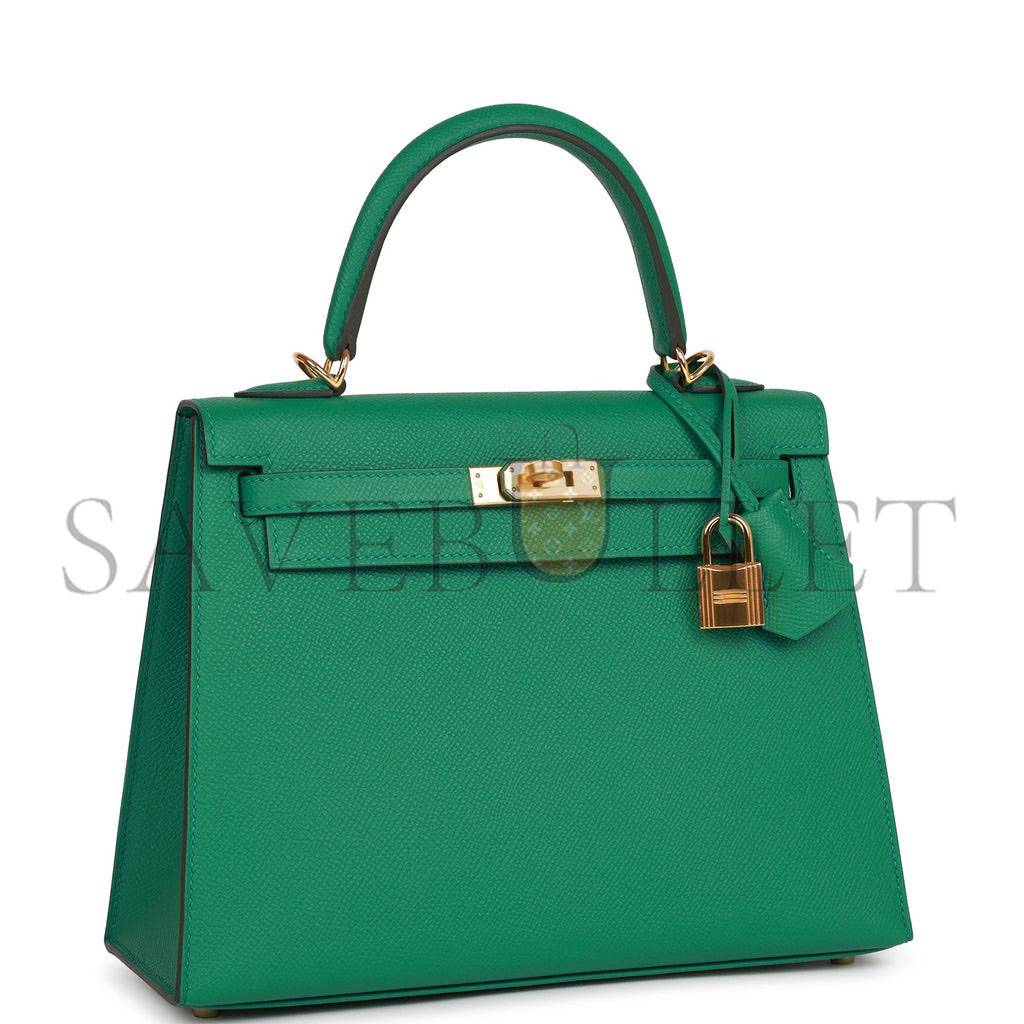 HERMES KELLY SELLIER 25 VERT VERTIGO EPSOM GOLD HARDWARE HANDMADE (25*17*7cm) HERMES KELLY SELLIER 25 VERT VERTIGO EPSOM GOLD HARDWARE HANDMADE (25*17*7cm)