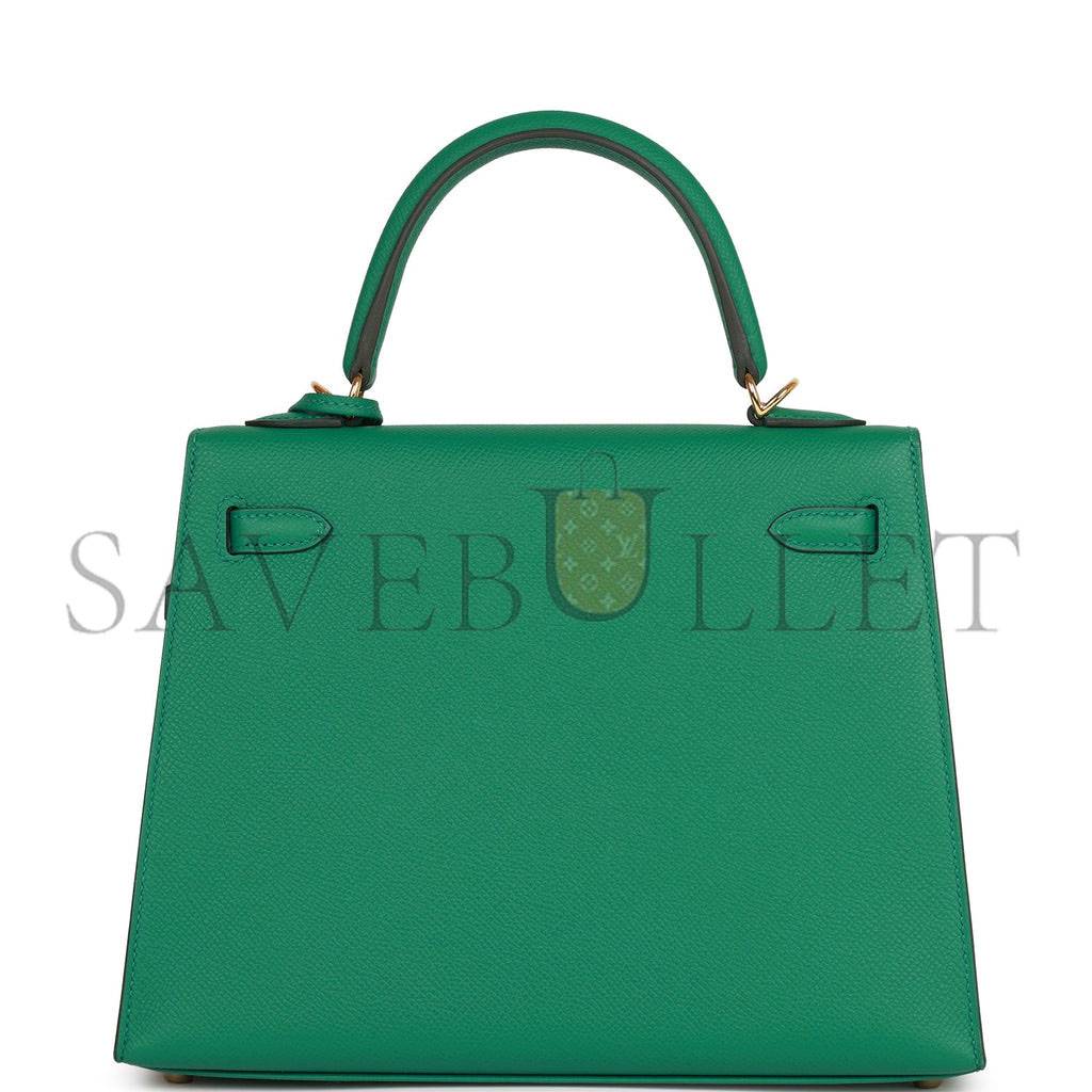 HERMES KELLY SELLIER 25 VERT VERTIGO EPSOM GOLD HARDWARE HANDMADE (25*17*7cm) HERMES KELLY SELLIER 25 VERT VERTIGO EPSOM GOLD HARDWARE HANDMADE (25*17*7cm)