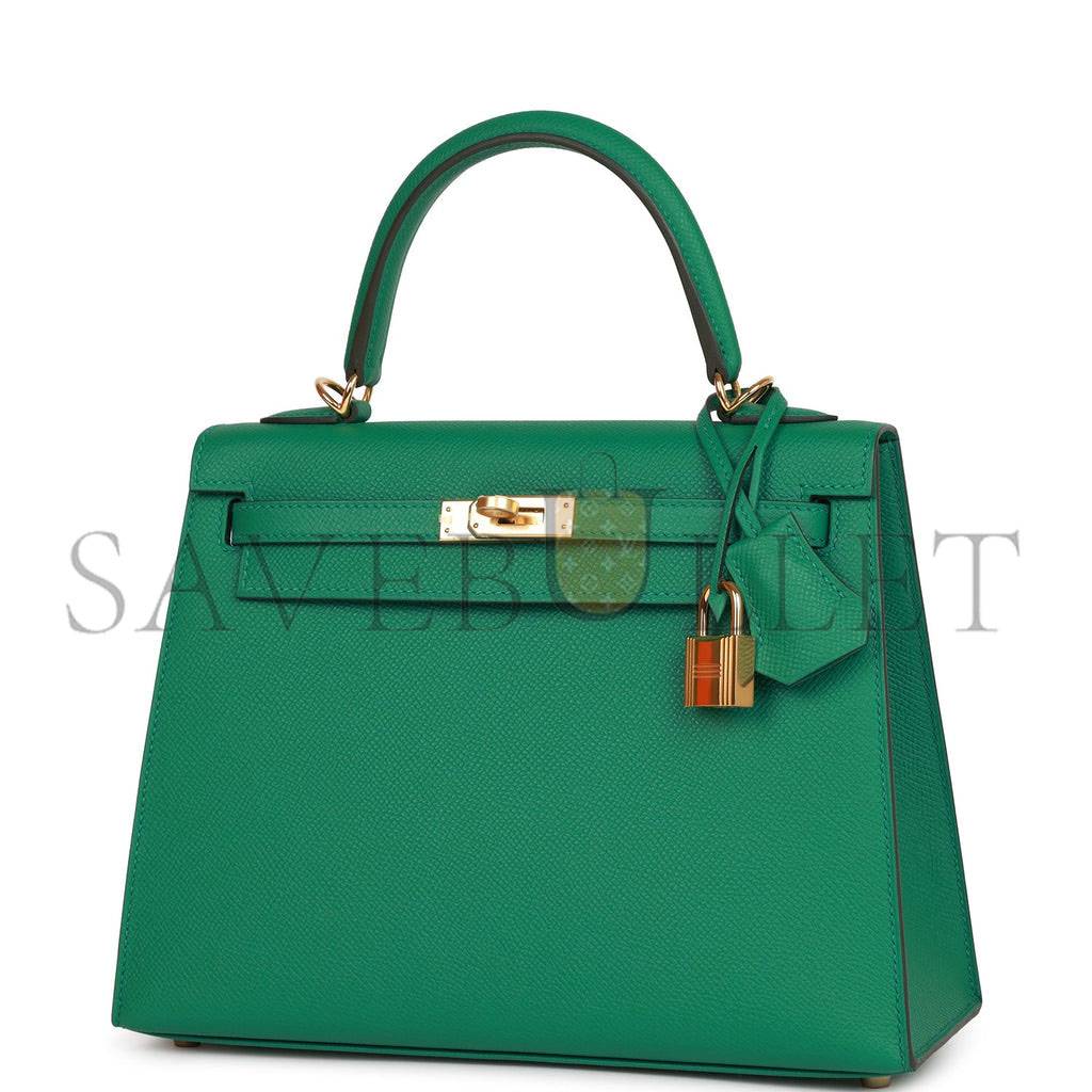 HERMES KELLY SELLIER 25 VERT VERTIGO EPSOM GOLD HARDWARE HANDMADE (25*17*7cm) HERMES KELLY SELLIER 25 VERT VERTIGO EPSOM GOLD HARDWARE HANDMADE (25*17*7cm)
