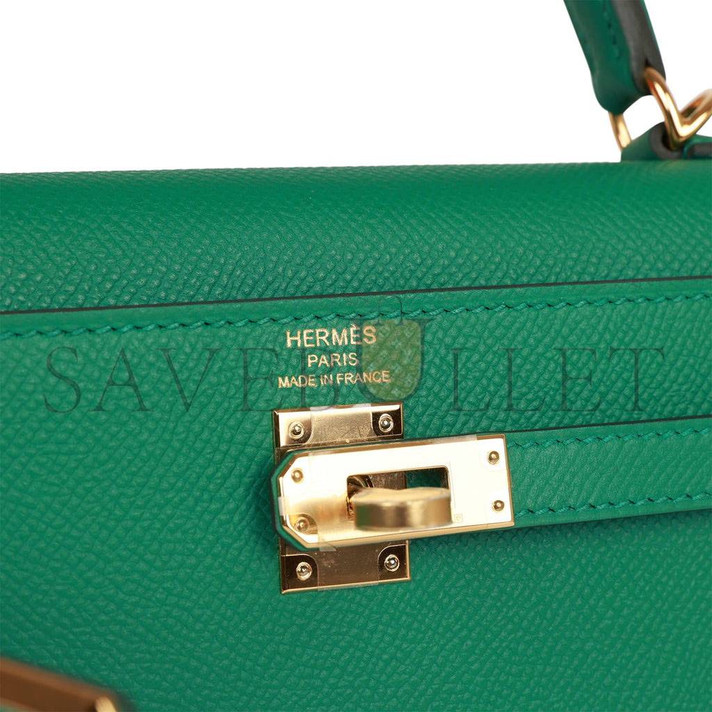 HERMES KELLY SELLIER 25 VERT VERTIGO EPSOM GOLD HARDWARE HANDMADE (25*17*7cm) HERMES KELLY SELLIER 25 VERT VERTIGO EPSOM GOLD HARDWARE HANDMADE (25*17*7cm)