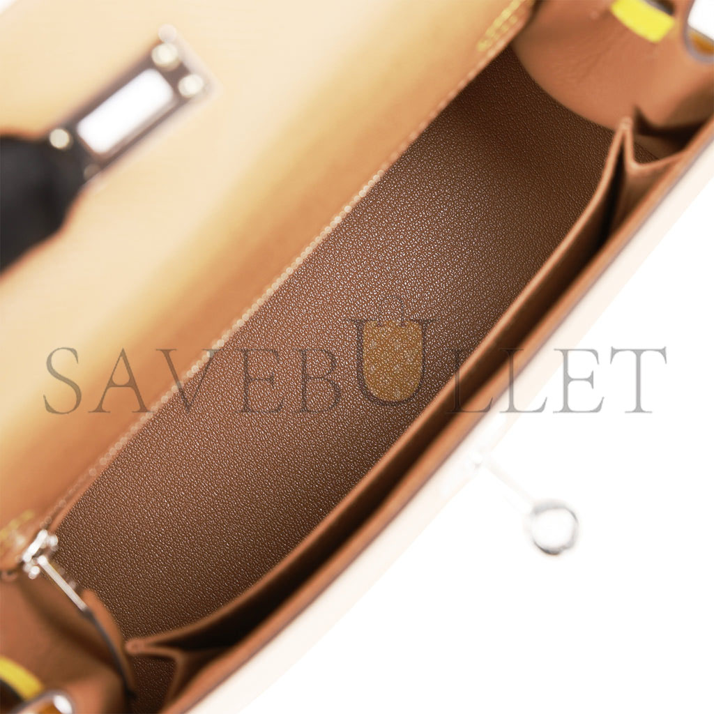 HERMES KELLY SELLIER 25 TRI-COLOR CHAI, LIME AND MAUVE SYLVESTRE EPSOM PALLADIUM HARDWARE(25*17*7cm) HERMES KELLY SELLIER 25 TRI-COLOR CHAI, LIME AND MAUVE SYLVESTRE EPSOM PALLADIUM HARDWARE(25*17*7cm)