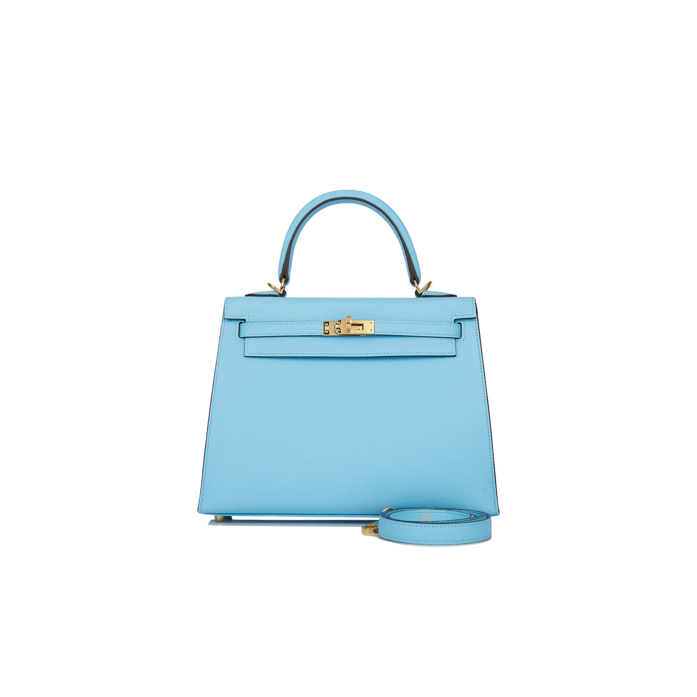 HERMES KELLY SELLIER 25 CELESTE EPSOM GOLD HARDWARE (25*17*7cm) HERMES KELLY SELLIER 25 CELESTE EPSOM GOLD HARDWARE (25*17*7cm)