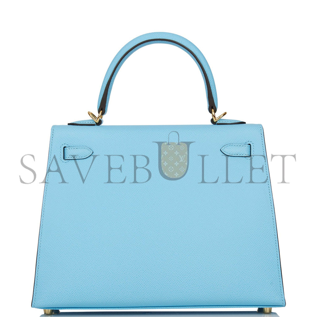 HERMES KELLY SELLIER 25 CELESTE EPSOM GOLD HARDWARE (25*17*7cm) HERMES KELLY SELLIER 25 CELESTE EPSOM GOLD HARDWARE (25*17*7cm)