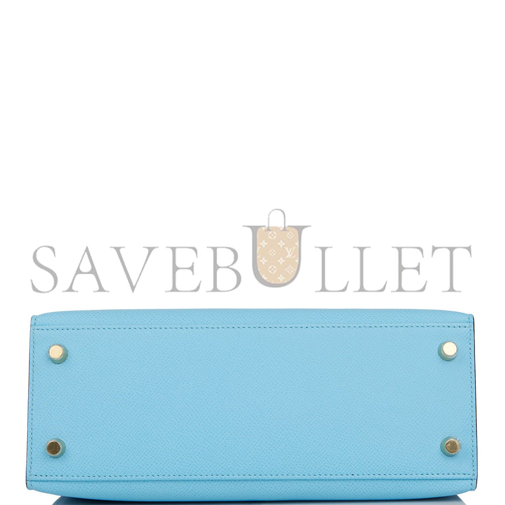 HERMES KELLY SELLIER 25 CELESTE EPSOM GOLD HARDWARE (25*17*7cm) HERMES KELLY SELLIER 25 CELESTE EPSOM GOLD HARDWARE (25*17*7cm)