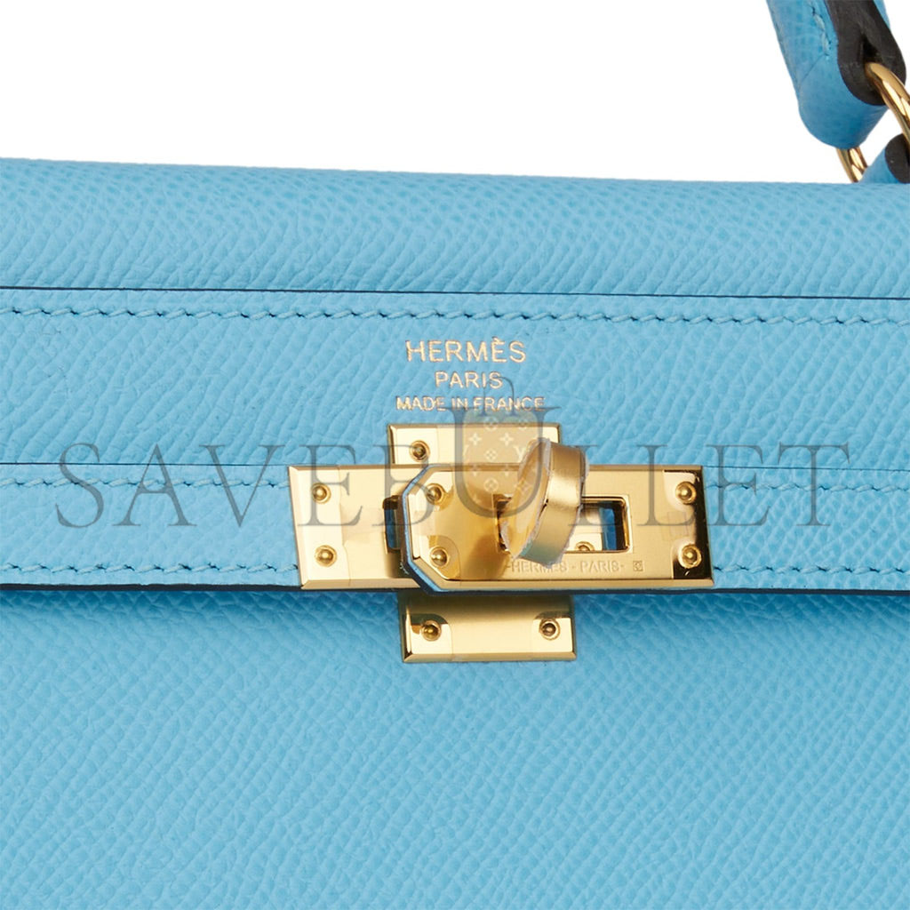 HERMES KELLY SELLIER 25 CELESTE EPSOM GOLD HARDWARE (25*17*7cm) HERMES KELLY SELLIER 25 CELESTE EPSOM GOLD HARDWARE (25*17*7cm)