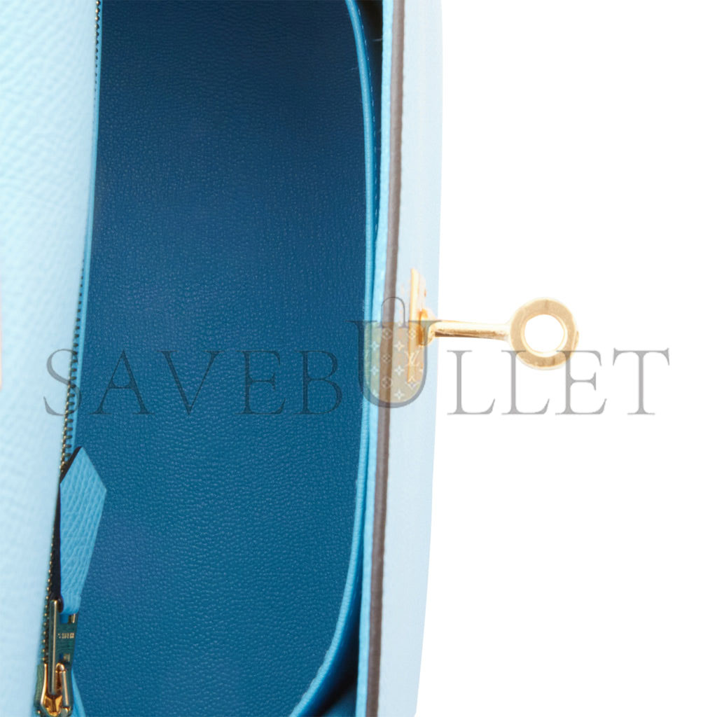 HERMES KELLY SELLIER 25 CELESTE EPSOM GOLD HARDWARE (25*17*7cm) HERMES KELLY SELLIER 25 CELESTE EPSOM GOLD HARDWARE (25*17*7cm)