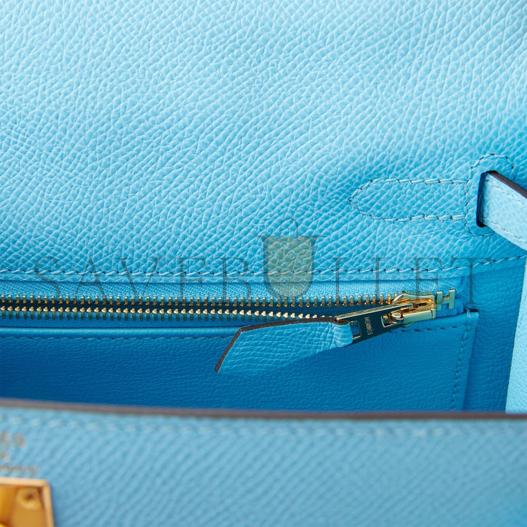HERMES KELLY SELLIER 25 CELESTE EPSOM GOLD HARDWARE (25*17*7cm) HERMES KELLY SELLIER 25 CELESTE EPSOM GOLD HARDWARE (25*17*7cm)