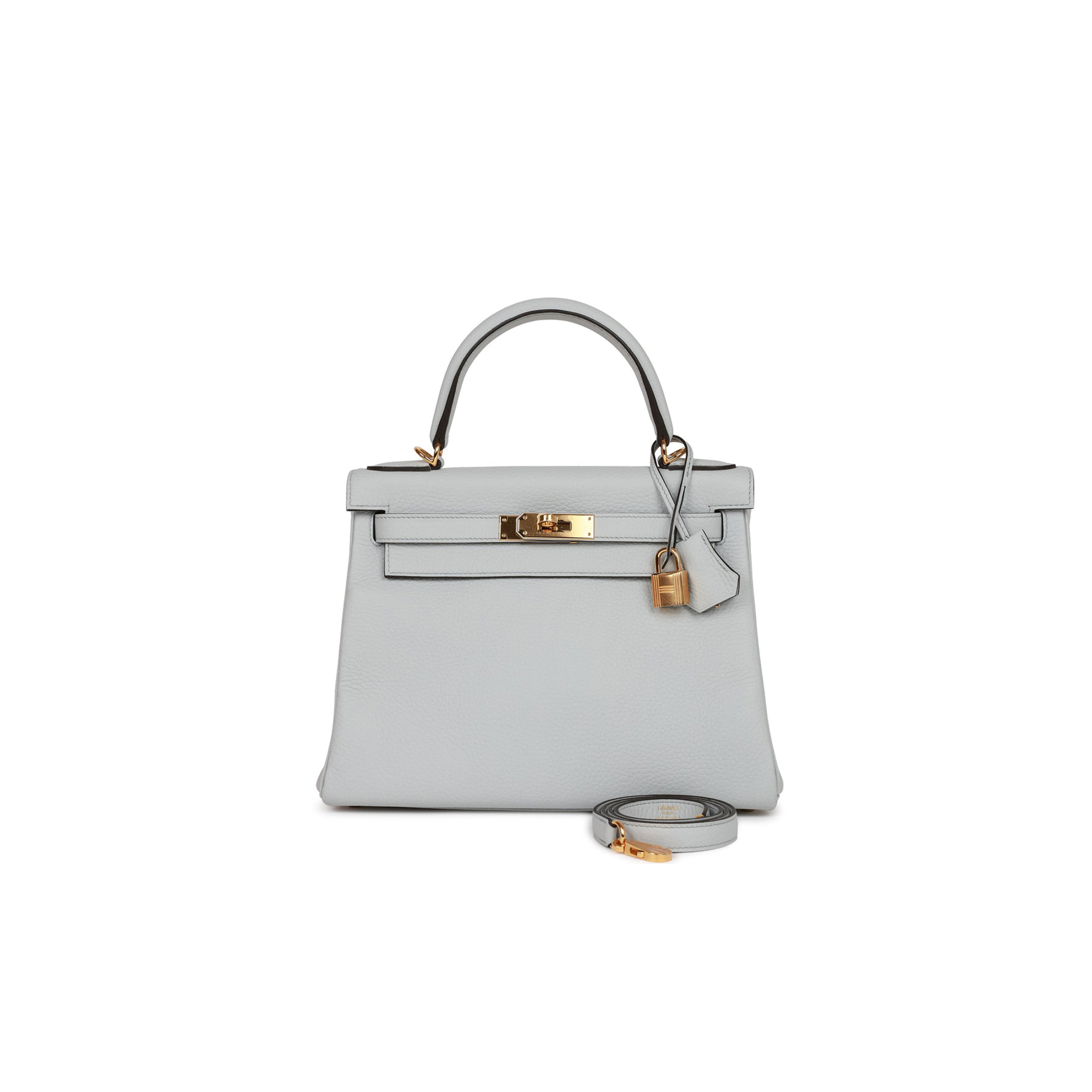 HERMES KELLY RETOURNE 28 BLEU PALE CLEMENCE GOLD HARDWARE (28*22*10cm) HERMES KELLY RETOURNE 28 BLEU PALE CLEMENCE GOLD HARDWARE (28*22*10cm)