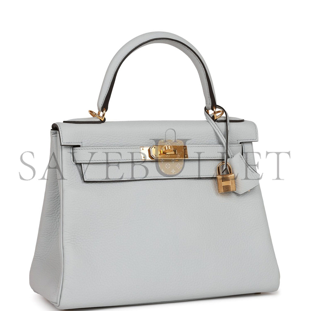 HERMES KELLY RETOURNE 28 BLEU PALE CLEMENCE GOLD HARDWARE (28*22*10cm) HERMES KELLY RETOURNE 28 BLEU PALE CLEMENCE GOLD HARDWARE (28*22*10cm)