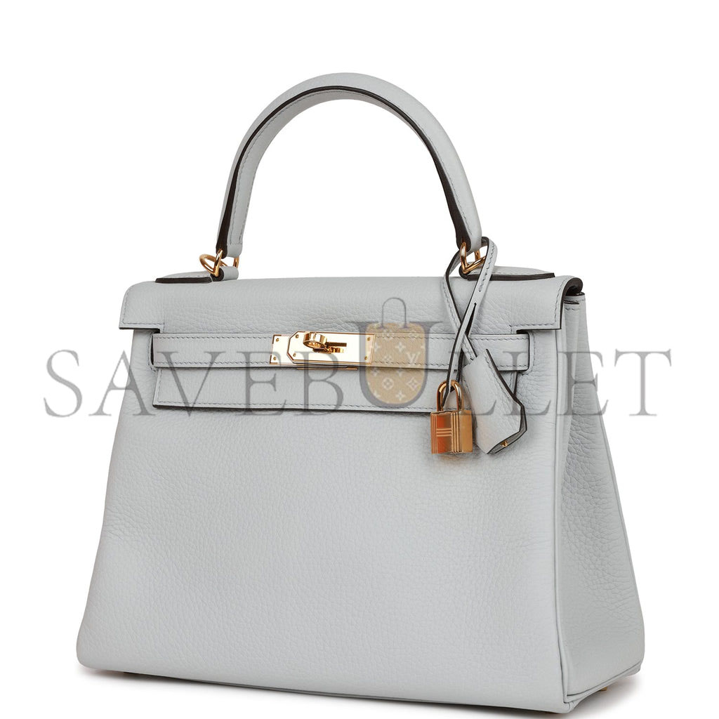 HERMES KELLY RETOURNE 28 BLEU PALE CLEMENCE GOLD HARDWARE (28*22*10cm) HERMES KELLY RETOURNE 28 BLEU PALE CLEMENCE GOLD HARDWARE (28*22*10cm)