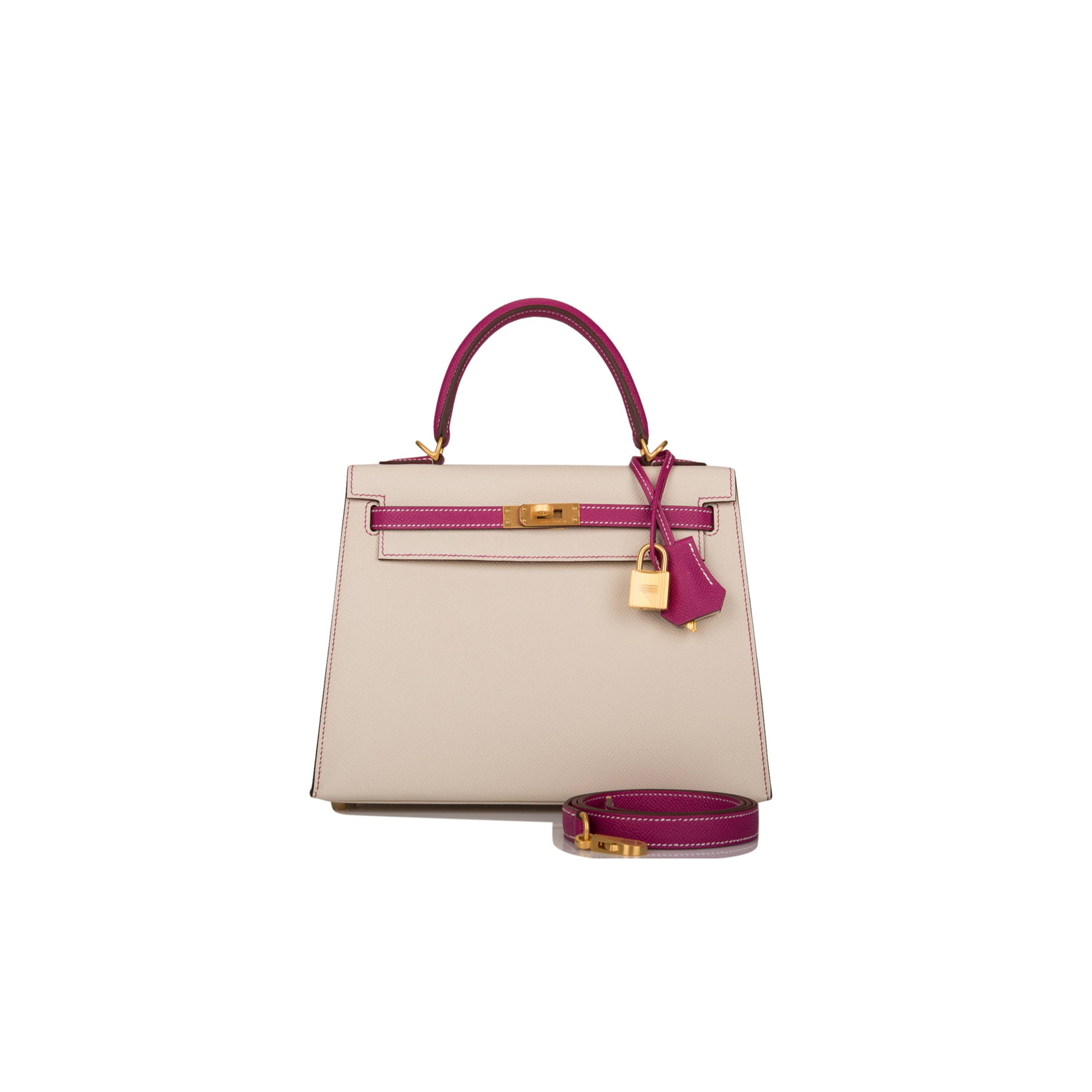HERMES SPECIAL ORDER (HSS) KELLY SELLIER 25 ROSE POURPRE AND CRAIE EPSOM BRUSHED GOLD HARDWARE HANDMADE(25*17*7cm) HERMES SPECIAL ORDER (HSS) KELLY SELLIER 25 ROSE POURPRE AND CRAIE EPSOM BRUSHED GOLD HARDWARE HANDMADE(25*17*7cm)